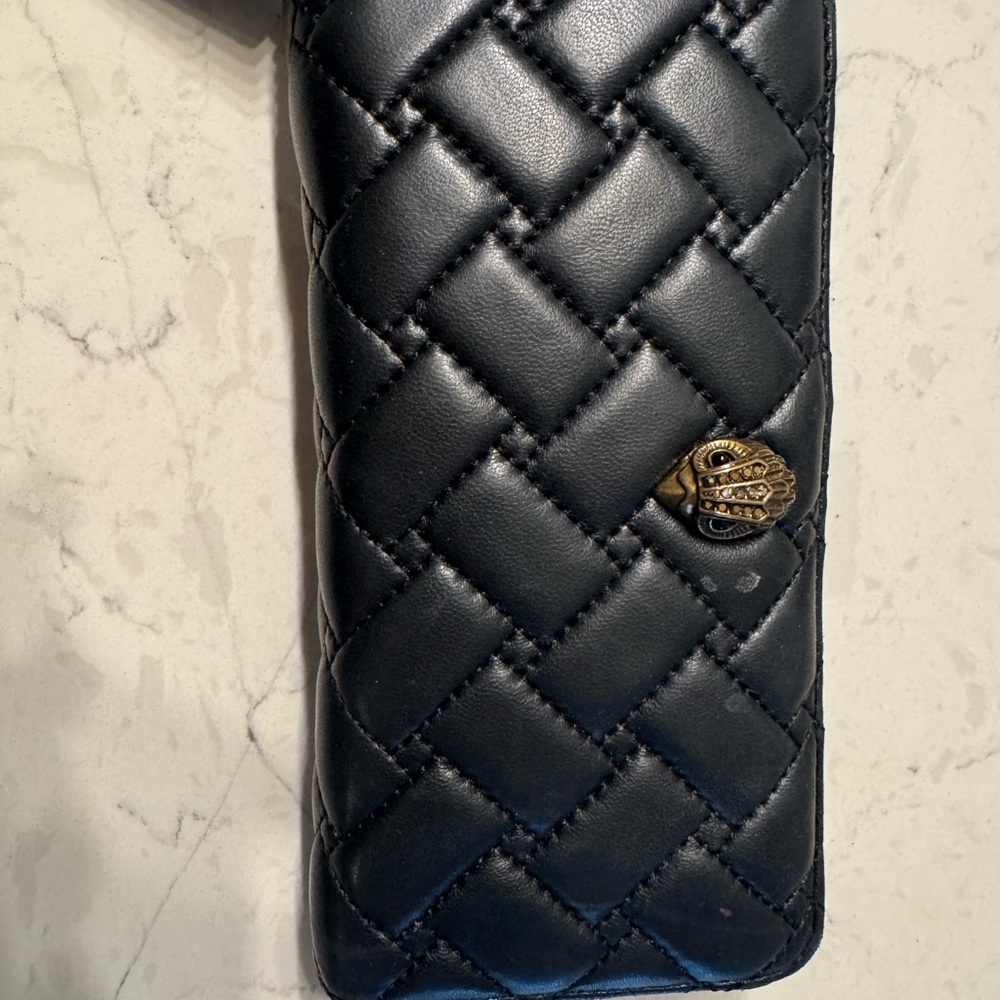 Kurt Geiger Black Quilted Wallet with Gold Detail